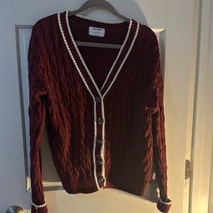 Old Navy Maroon Cable Knit Cardigan